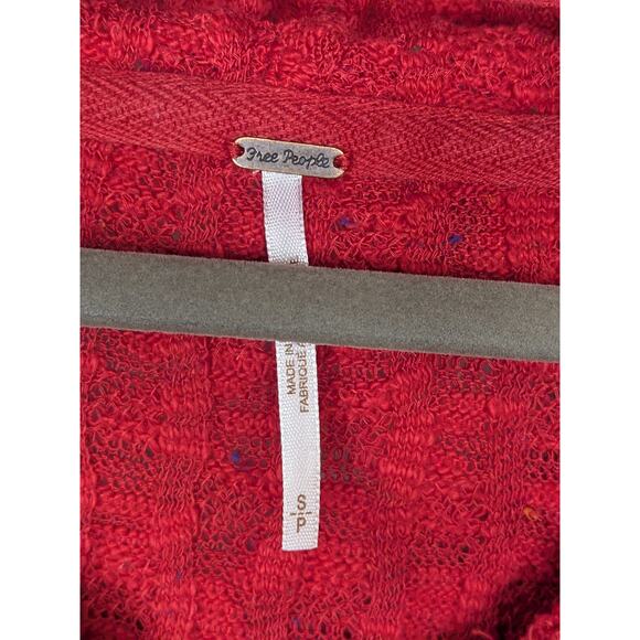 FREE PEOPLE Red Baja Babe Hacci Top Hoodie Womens Size Small Oversized Slouchy - Picture 5 of 10